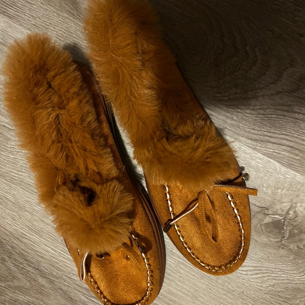 Brown Moccasins with Plush Fur Lining